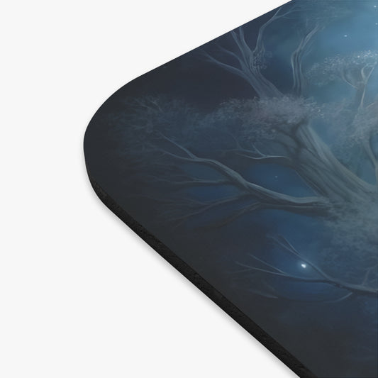 White Stag Moon Woods Mouse Pad, Unique Mythical Rectangle Desk Mat, Nature Lover Forest Office Decor, Gift for Animal Lovers, Gaming