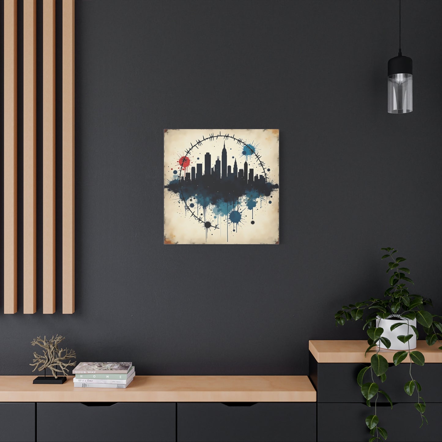 Canvas Wall Art, Cityscape Grunge Collage Print, Urban Home Decor, Industrial Rustic Apartment Decoration, Modern Artwork for Living Room,