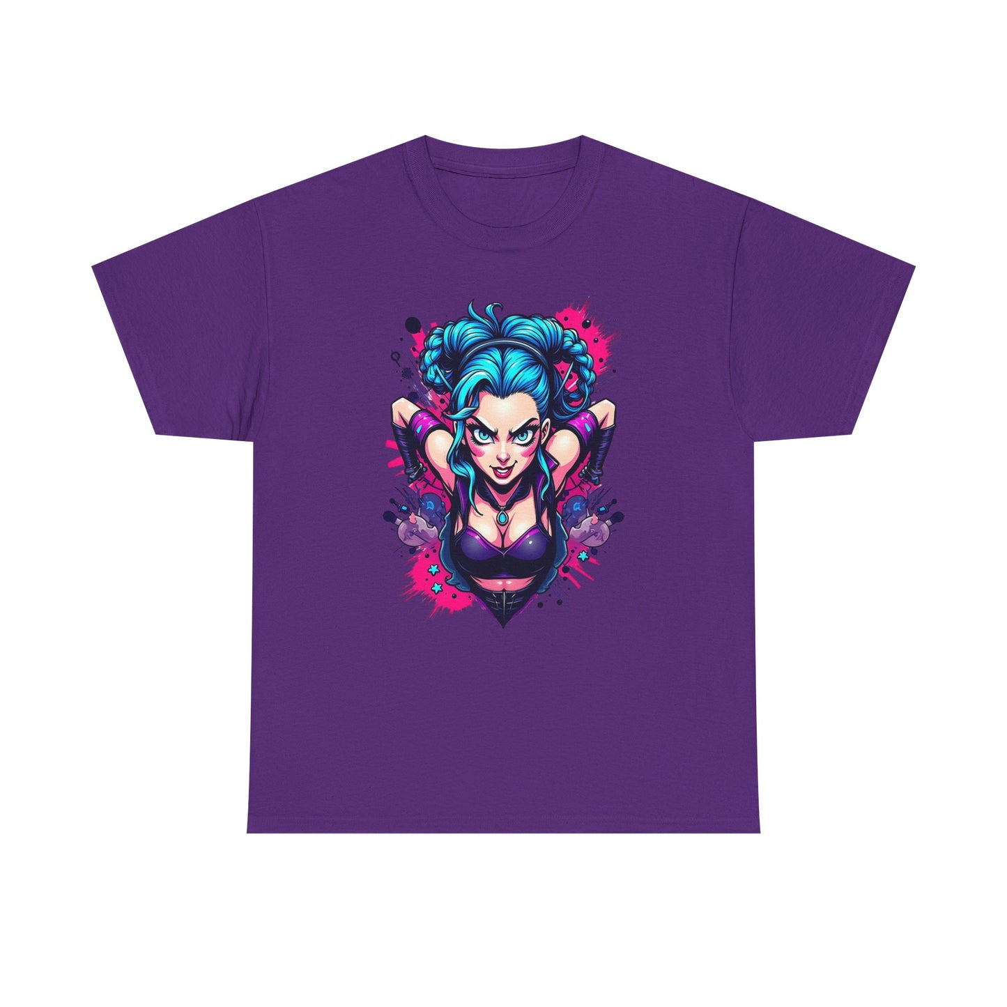 League of Legends Inspired Tee, Jinx Ready to Paint the Town Blue Graphic Shirt, Fun Gift for Gamers and Arcane Fans