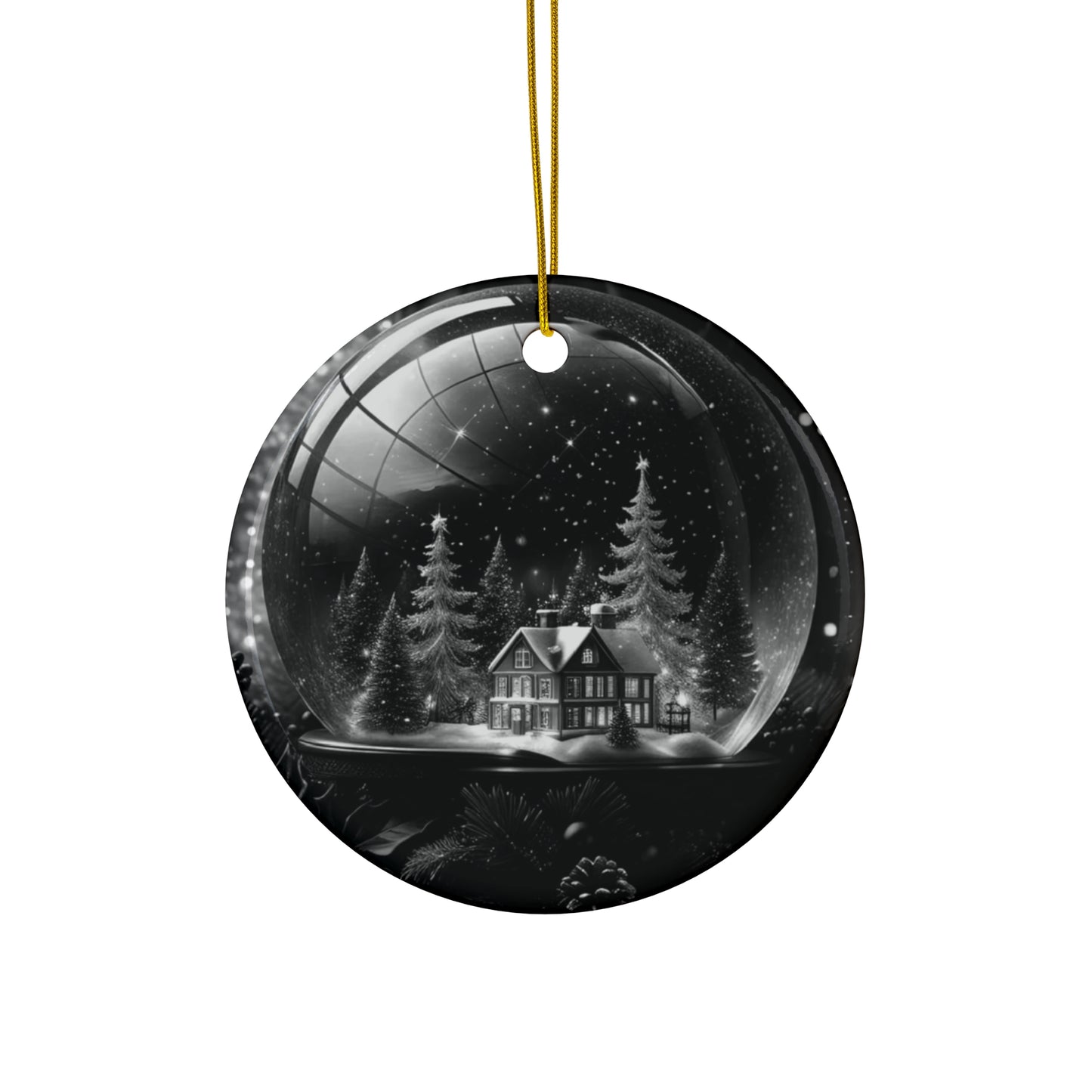 Snow Globe Starry Night Ceramic Ornament