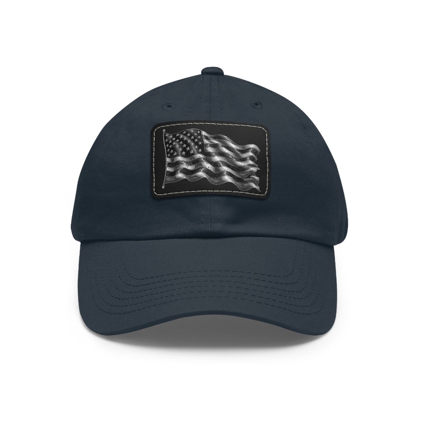 American Flag Dad Hat with Leather Patch (Rectangle)