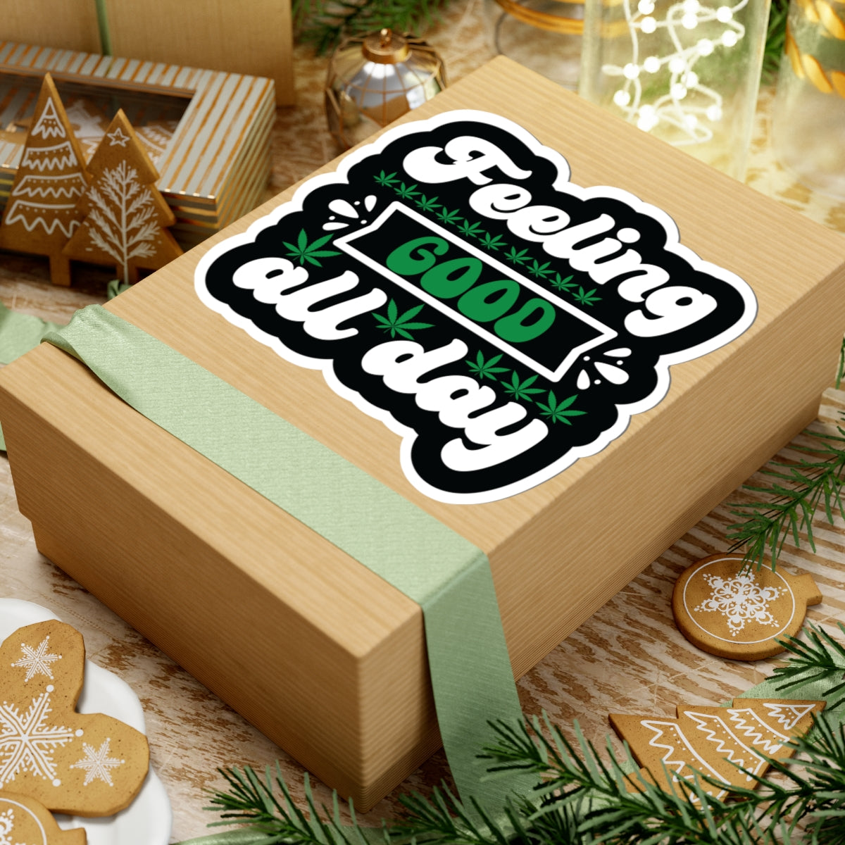 Feeling Good All Day Cannabis Stickers, Weed Decals, Marijuana Labels, Ganja Sticker Set, Stoner Gift Accessories