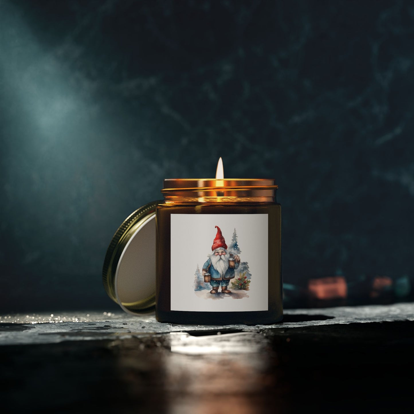 Christmas Gnome Winter Fairy Tale Scented Candles, Coconut Apricot Wax (4oz, 9oz) - Cozy Holiday Home Decor, Relaxing Hygge Candle, Winter