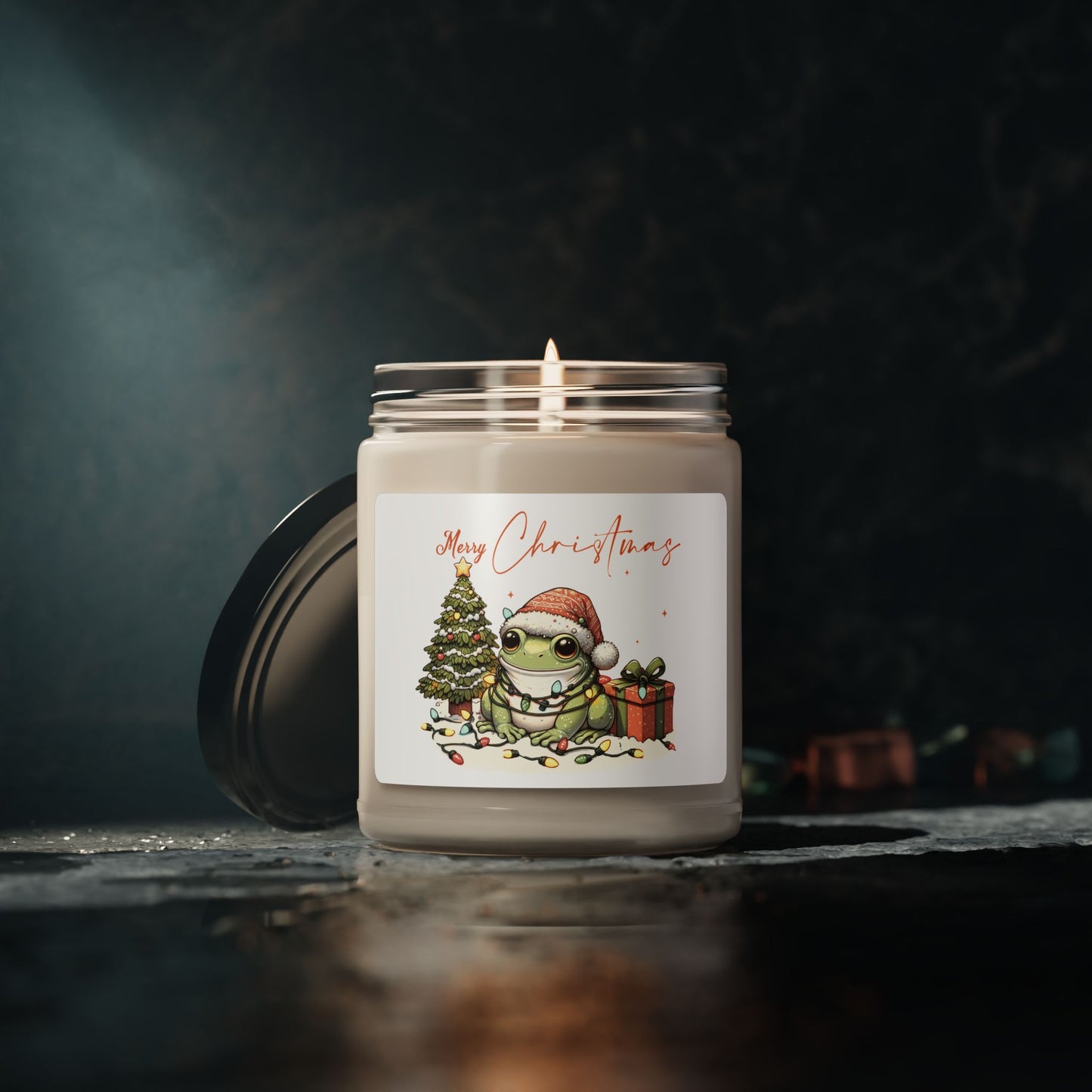 Christmas Frog Scented Candle, Holiday Home Decor, Winter Candle Gift, Festive Fragrance Candle, Christmas Gift for Her, Soy Wax Candle