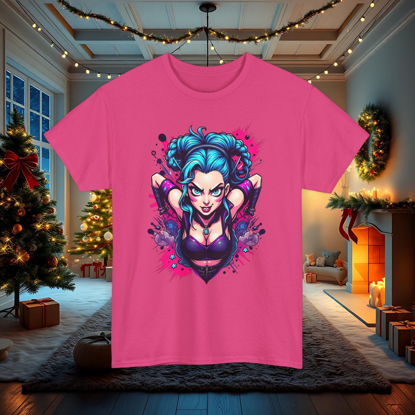League of Legends Inspired Tee, Jinx Ready to Paint the Town Blue Graphic Shirt, Fun Gift for Gamers and Arcane Fans