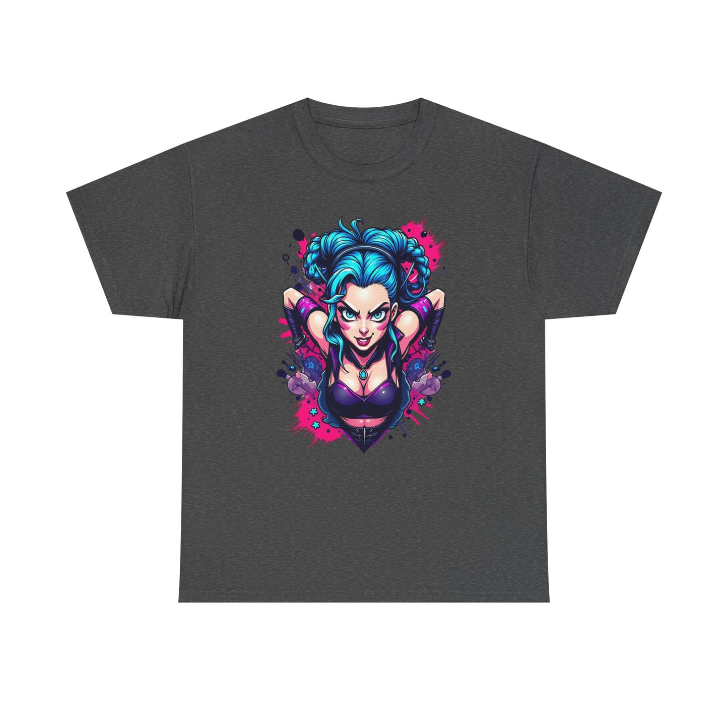 League of Legends Inspired Tee, Jinx Ready to Paint the Town Blue Graphic Shirt, Fun Gift for Gamers and Arcane Fans