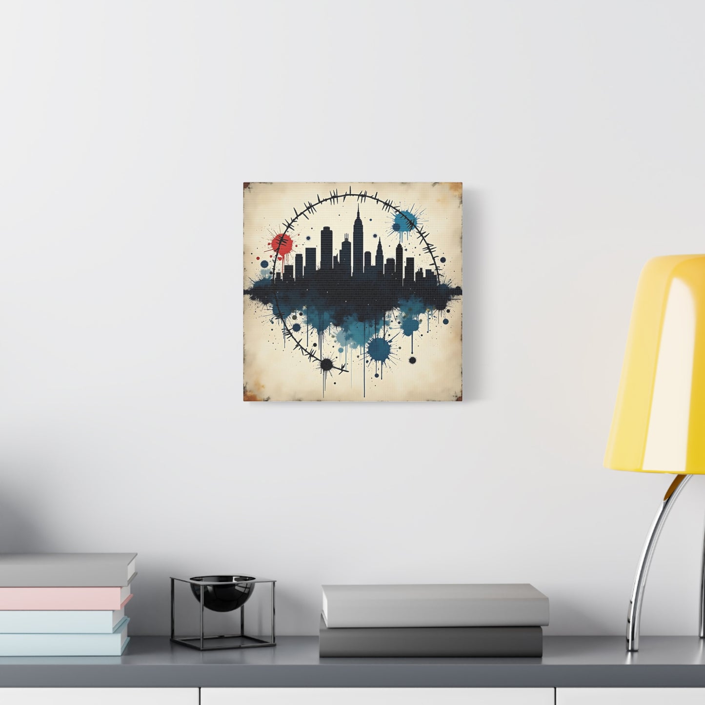 Canvas Wall Art, Cityscape Grunge Collage Print, Urban Home Decor, Industrial Rustic Apartment Decoration, Modern Artwork for Living Room,