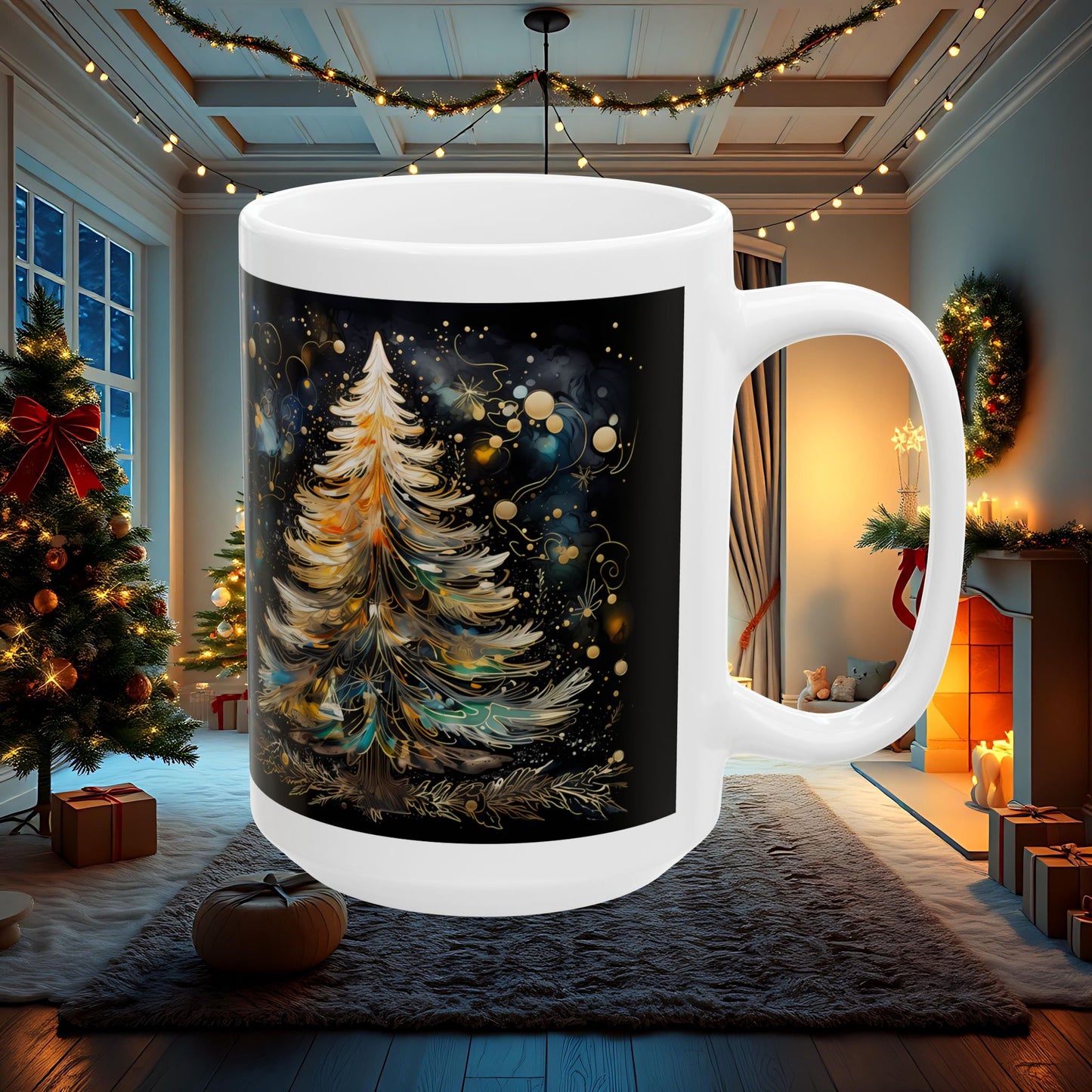 Festive Christmas Tree Mug, Holiday Coffee Cup, Seasonal Tea Mug, Christmas Gift, Holiday Home Decor, Festive Drinkware