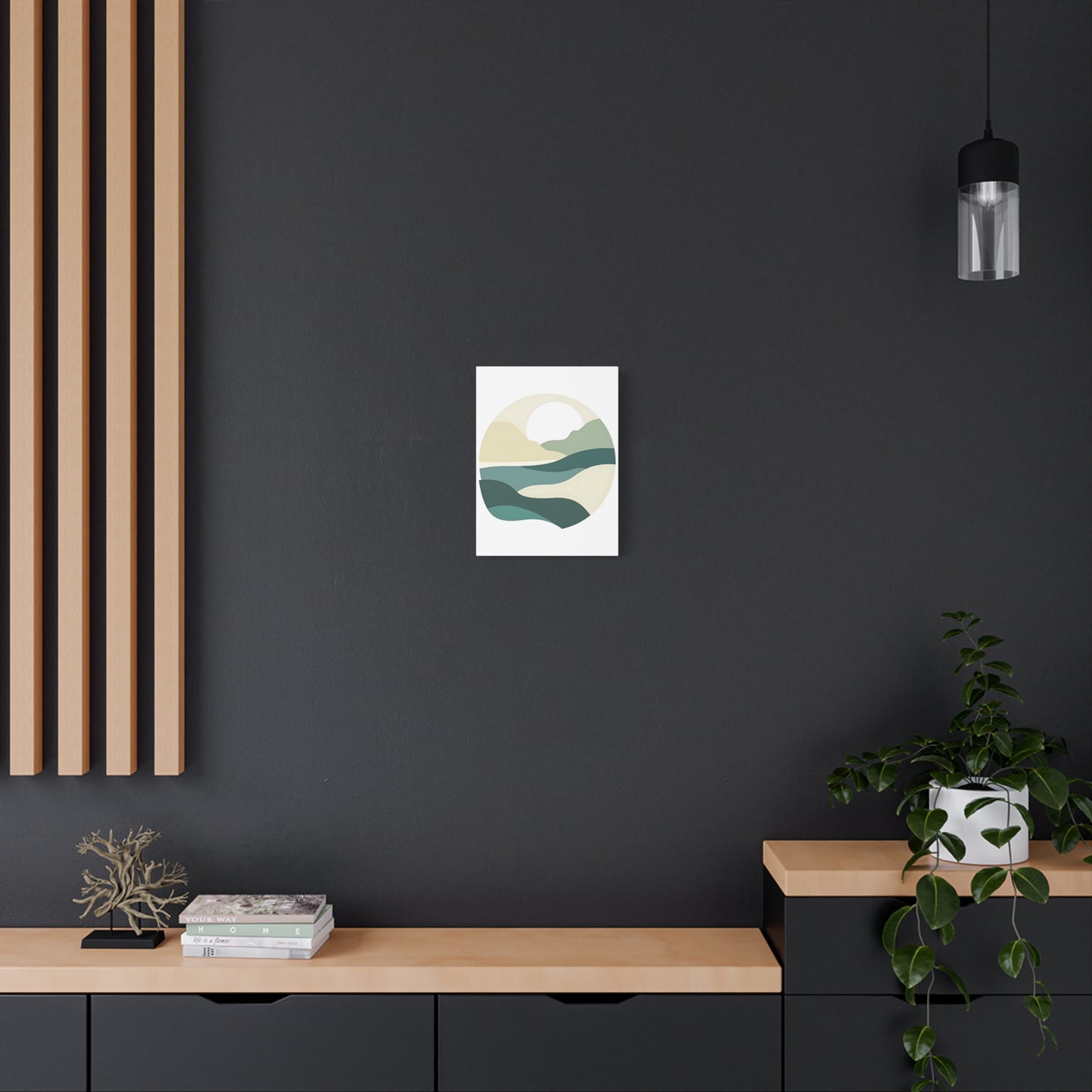 Matte Canvas Art Print, Japandi Style Wall Decor, Stretched Canvas, 1 25", Minimalist Japanese Nordic Art, Home Office Decor, Modern