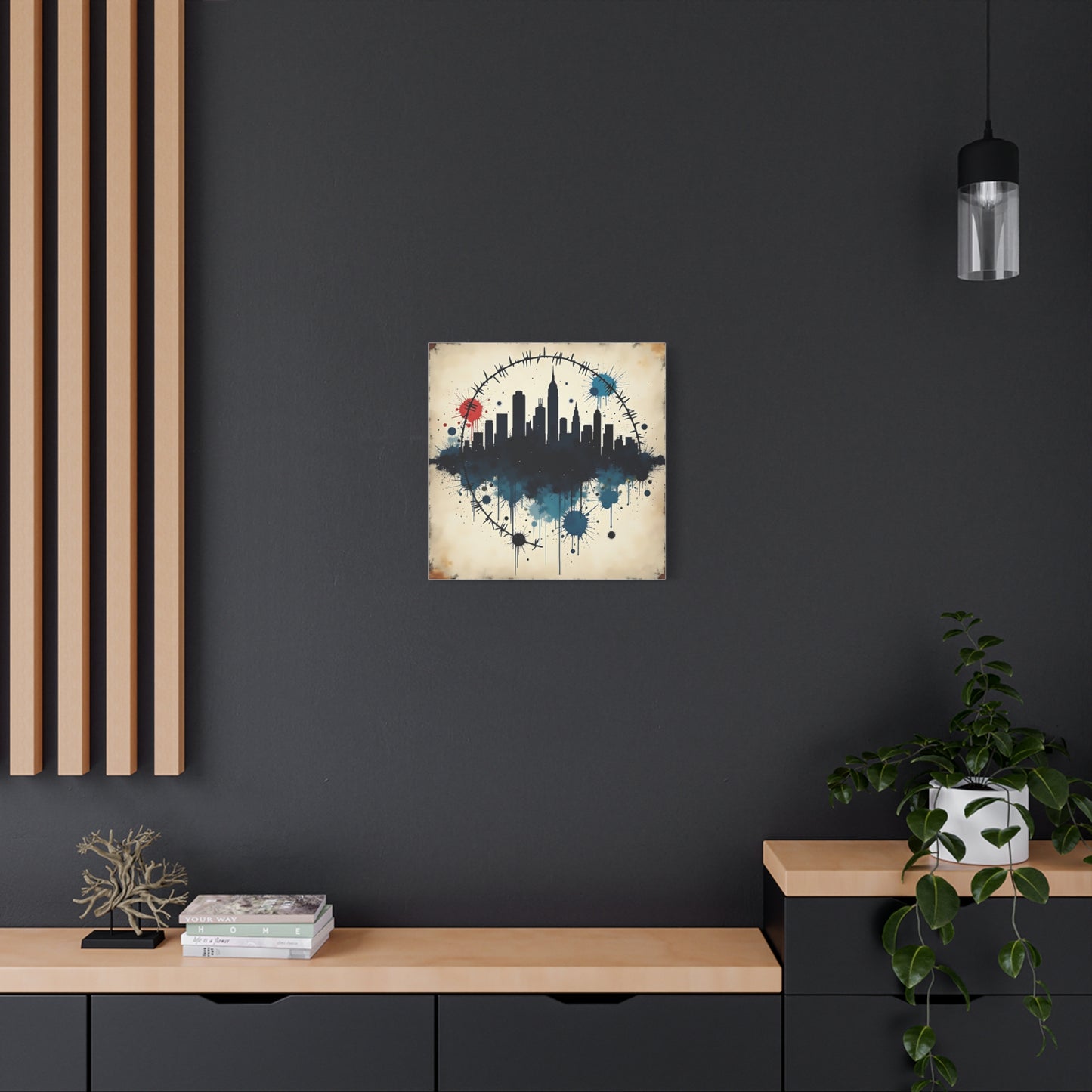 Canvas Wall Art, Cityscape Grunge Collage Print, Urban Home Decor, Industrial Rustic Apartment Decoration, Modern Artwork for Living Room,