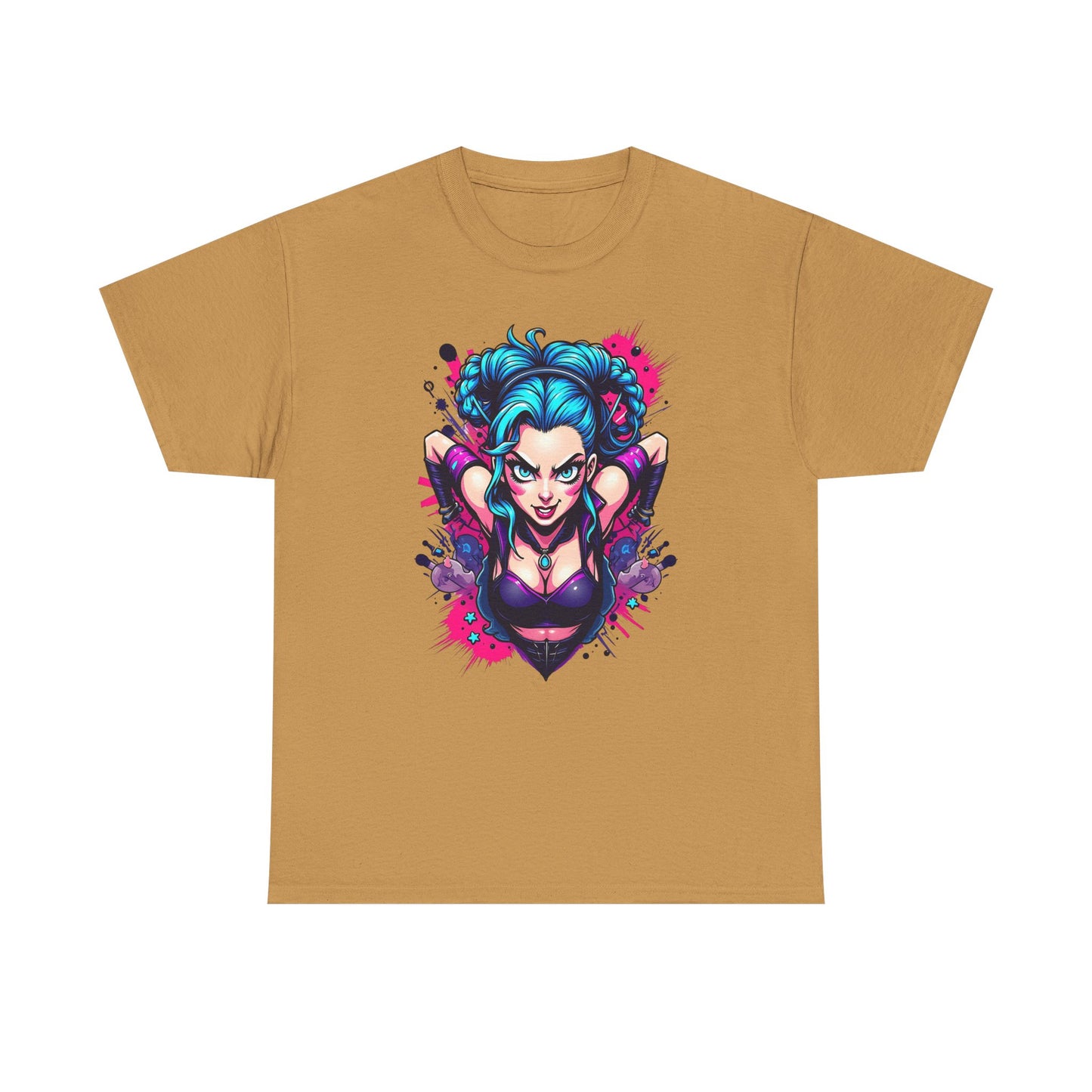 League of Legends Inspired Tee, Jinx Ready to Paint the Town Blue Graphic Shirt, Fun Gift for Gamers and Arcane Fans