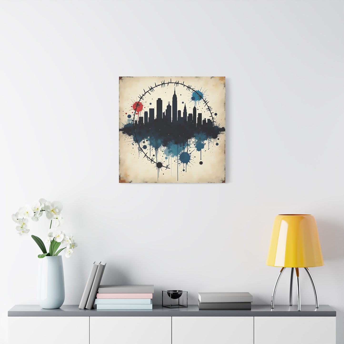 Canvas Wall Art, Cityscape Grunge Collage Print, Urban Home Decor, Industrial Rustic Apartment Decoration, Modern Artwork for Living Room,
