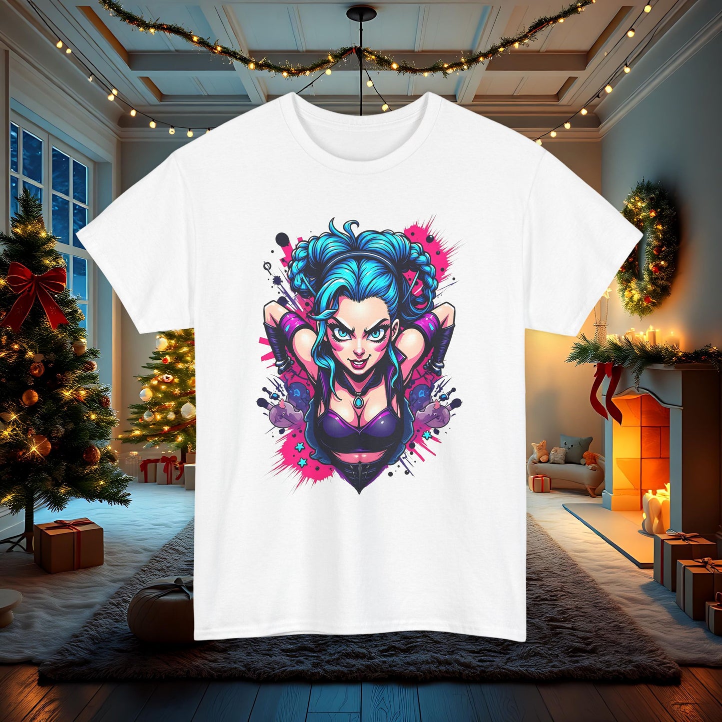 League of Legends Inspired Tee, Jinx Ready to Paint the Town Blue Graphic Shirt, Fun Gift for Gamers and Arcane Fans