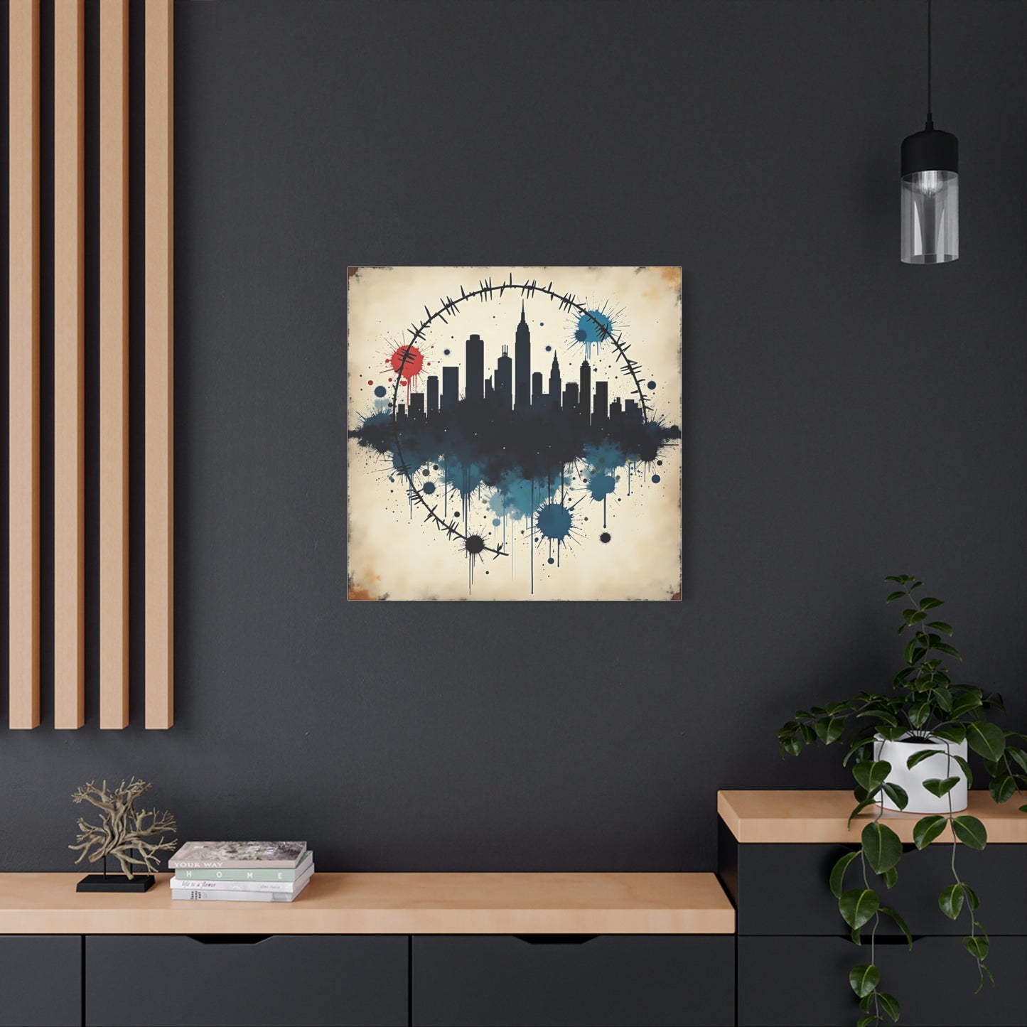 Canvas Wall Art, Cityscape Grunge Collage Print, Urban Home Decor, Industrial Rustic Apartment Decoration, Modern Artwork for Living Room,