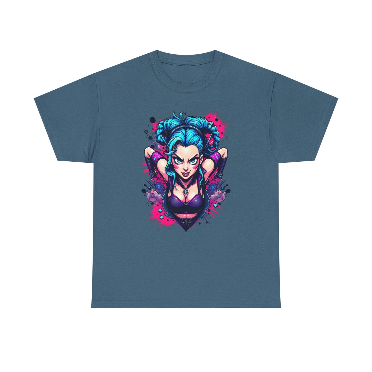 League of Legends Inspired Tee, Jinx Ready to Paint the Town Blue Graphic Shirt, Fun Gift for Gamers and Arcane Fans