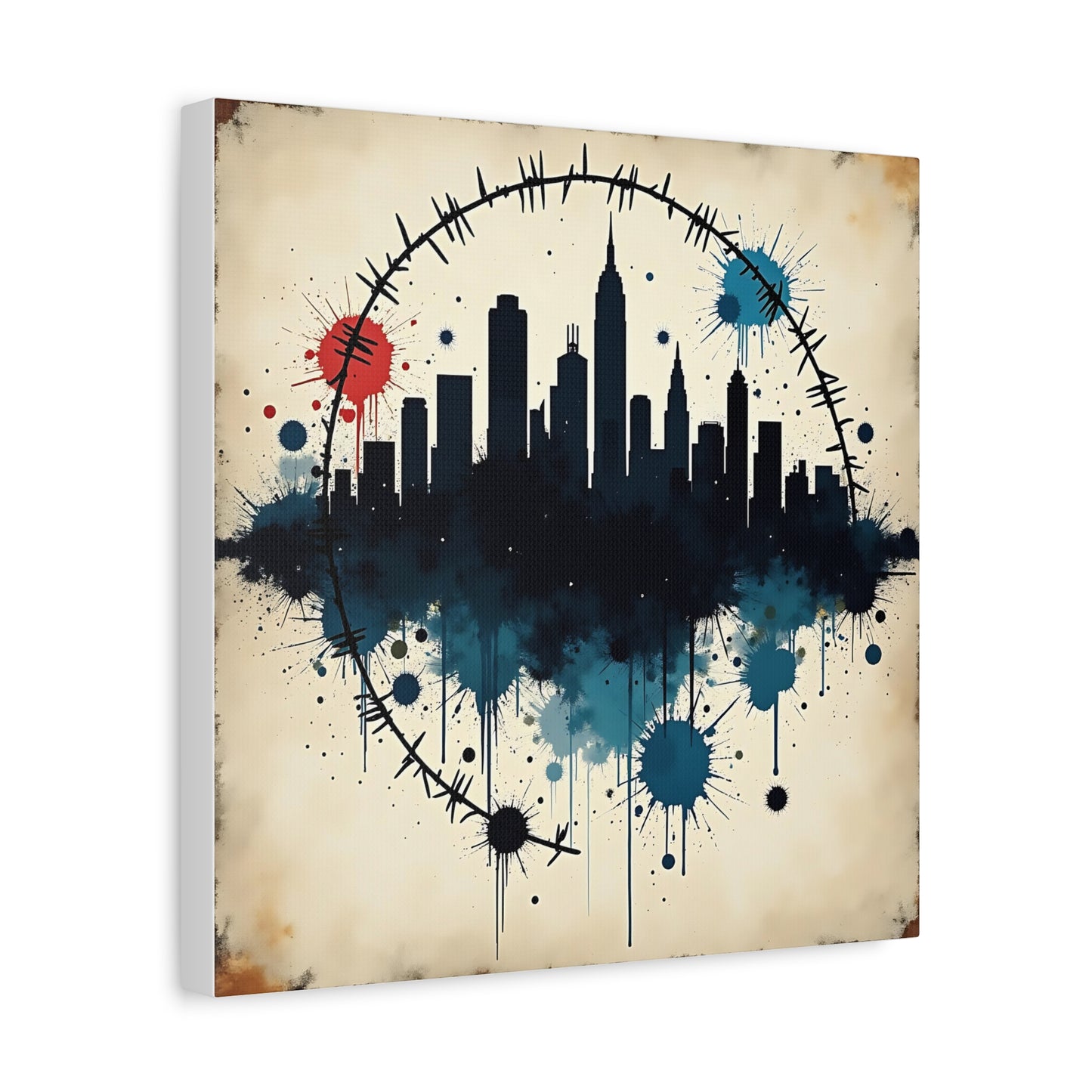 Canvas Wall Art, Cityscape Grunge Collage Print, Urban Home Decor, Industrial Rustic Apartment Decoration, Modern Artwork for Living Room,