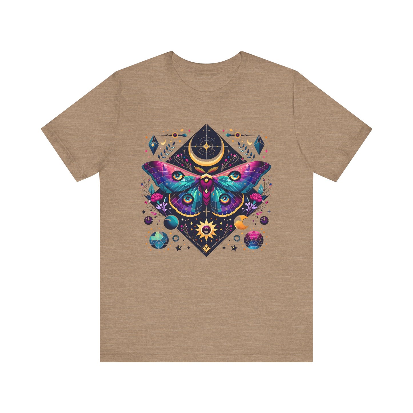 Colorful Luna Moth T-Shirt, Unisex Tee, Short Sleeve Shirt, Nature Lover Gift, Butterfly Print Shirt