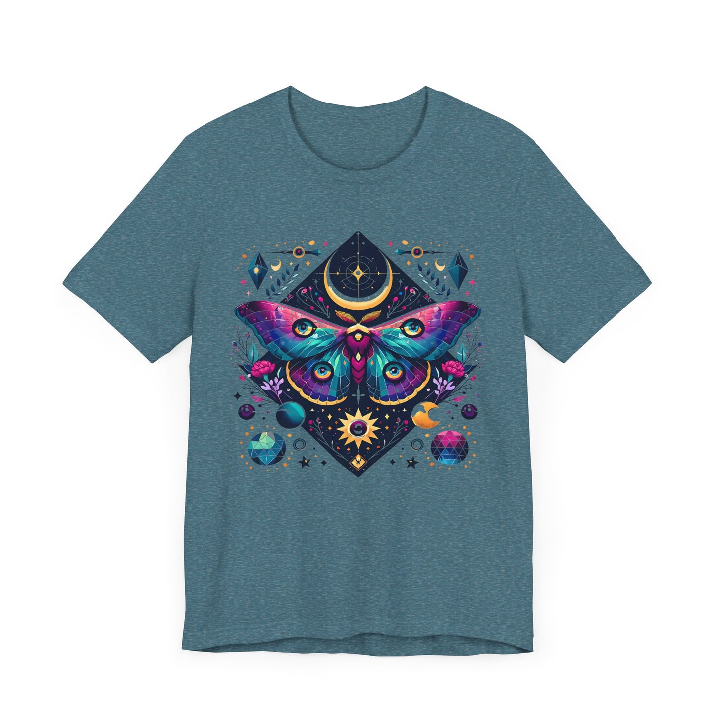 Colorful Luna Moth T-Shirt, Unisex Tee, Short Sleeve Shirt, Nature Lover Gift, Butterfly Print Shirt