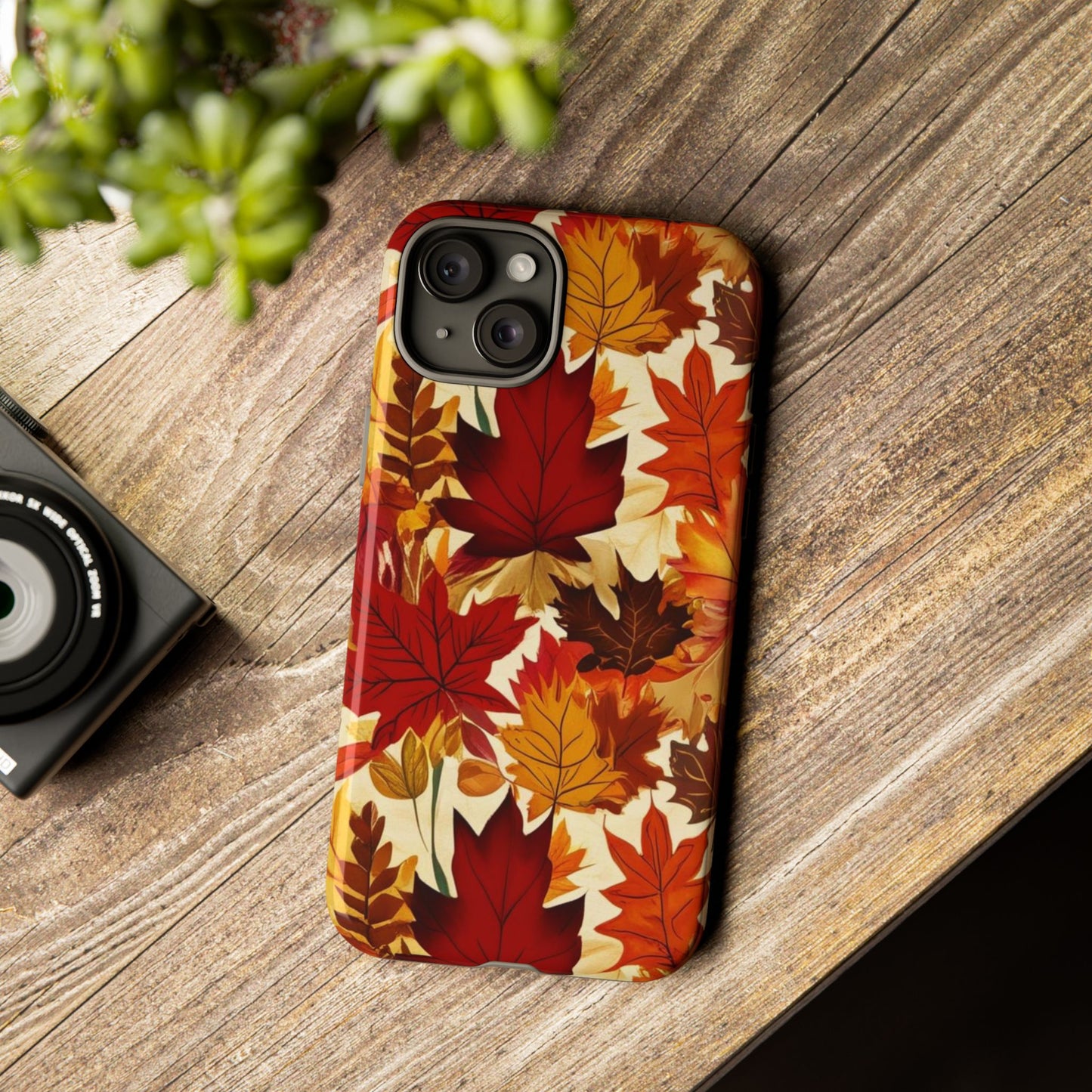 Phone Case, Autumn Leaves Tough Phone Cover, Protective Fall Leaf Colors Case, Rugged Smartphone Shell, Impact Resistant Cover, Protective