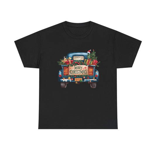 Vintage Truck Merry Christmas Tee, Christmas Gifts Shirt, Holiday Presents Top, Festive Xmas T-Shirt, Retro Truck Tee