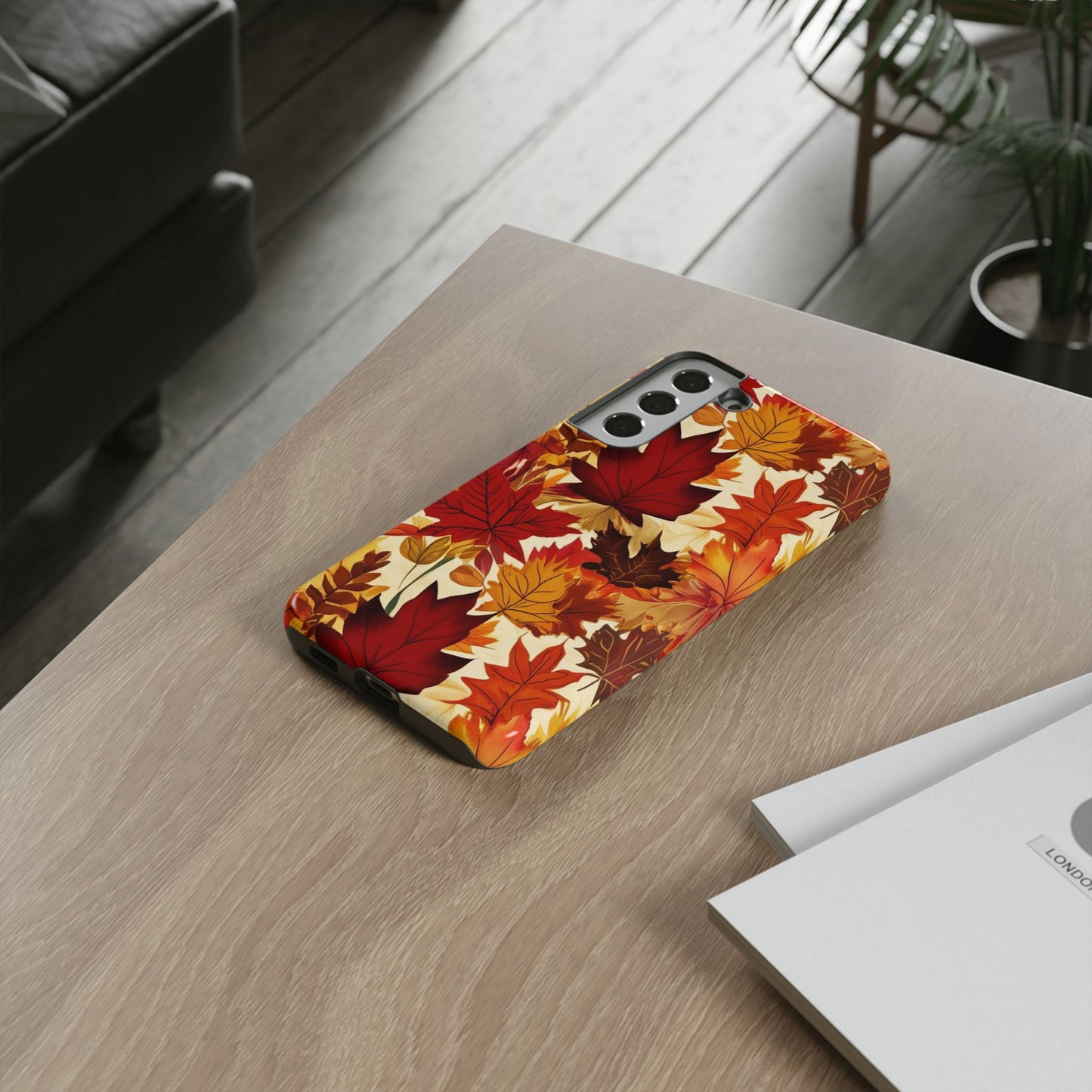 Phone Case, Autumn Leaves Tough Phone Cover, Protective Fall Leaf Colors Case, Rugged Smartphone Shell, Impact Resistant Cover, Protective