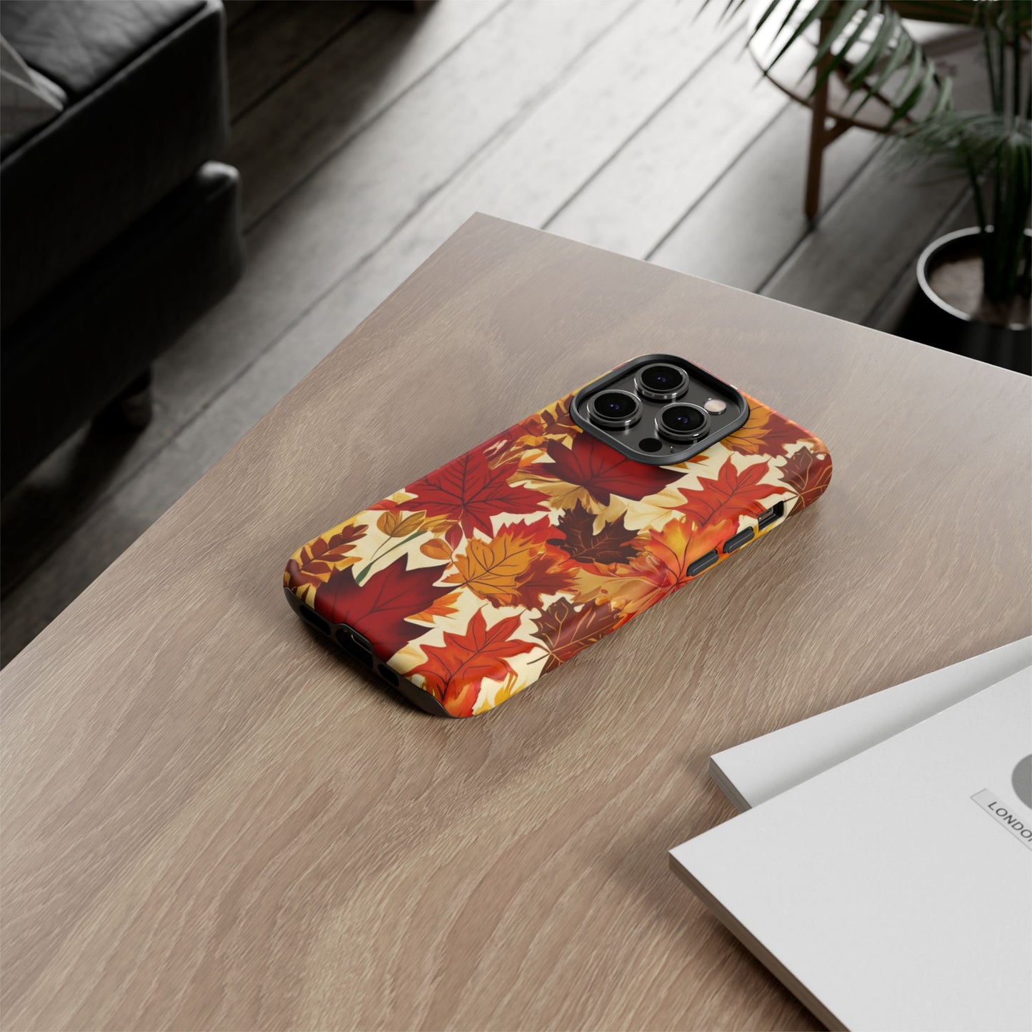 Phone Case, Autumn Leaves Tough Phone Cover, Protective Fall Leaf Colors Case, Rugged Smartphone Shell, Impact Resistant Cover, Protective