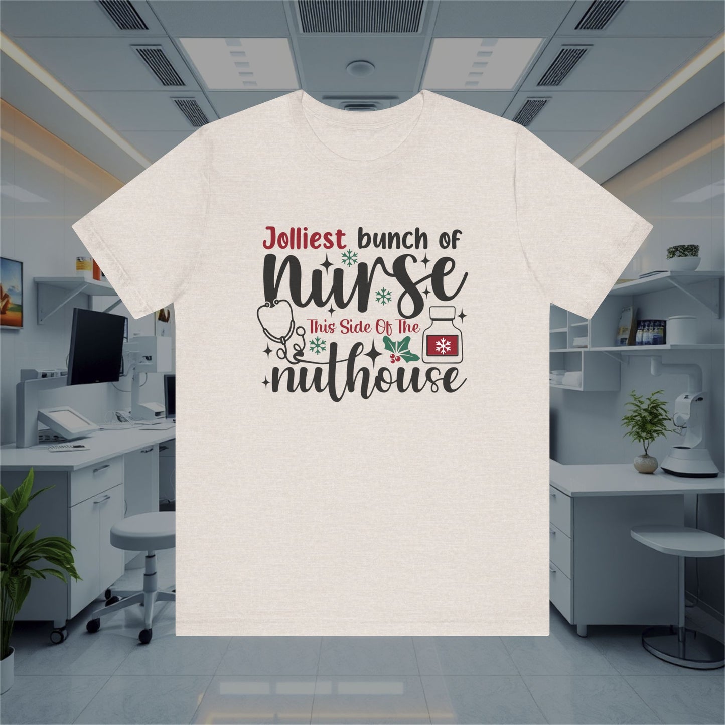 Funny Jolliest Nurse Unisex Tee, Nursing T-Shirt, Medical Top, Hospital Apparel, Healthcare Shirt