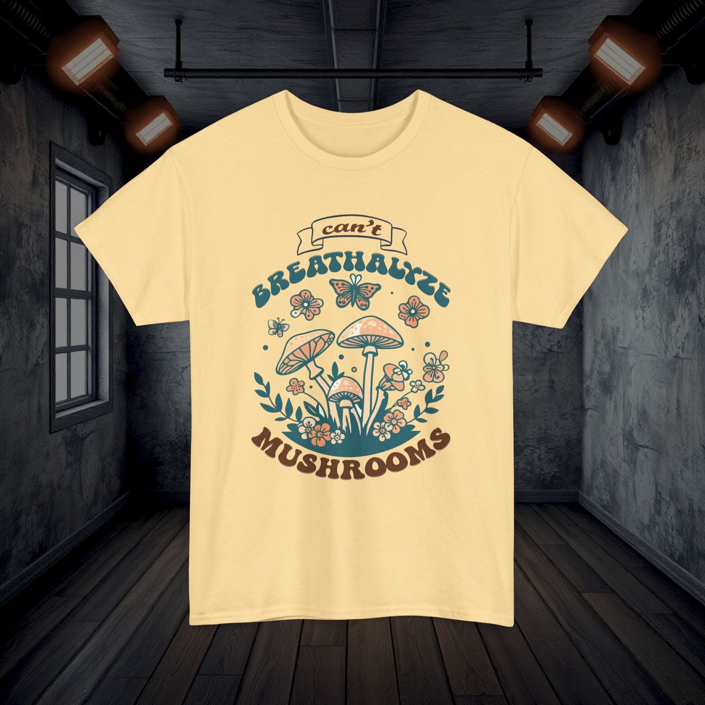 Can't Breathalyze Mushrooms Tee Shirt, Unisex Cotton Tshirt, Fungi Lover Gift, Funny Mycology Shirt, Mushroom Apparel, Botanical Clothing