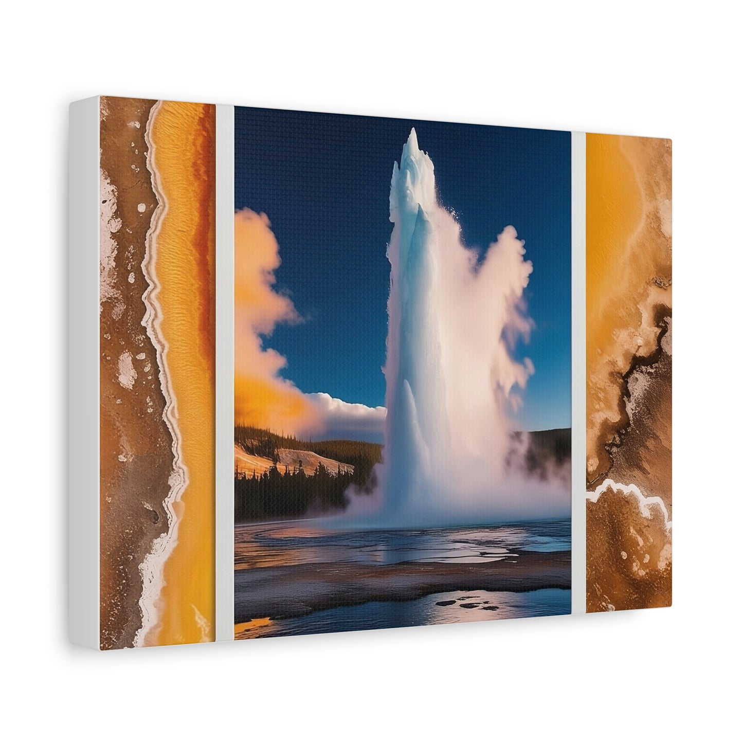 Canvas Art, Yellow Stone Geyser, Matte Print, Stretched Wall Decor, Nature Lover Gift, Home Office Decoration