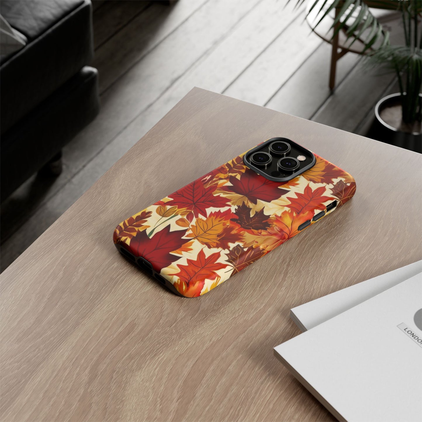 Phone Case, Autumn Leaves Tough Phone Cover, Protective Fall Leaf Colors Case, Rugged Smartphone Shell, Impact Resistant Cover, Protective