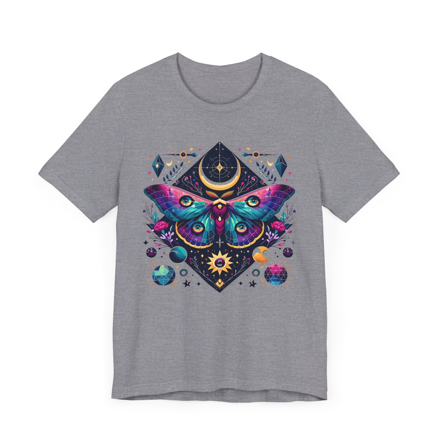 Colorful Luna Moth T-Shirt, Unisex Tee, Short Sleeve Shirt, Nature Lover Gift, Butterfly Print Shirt