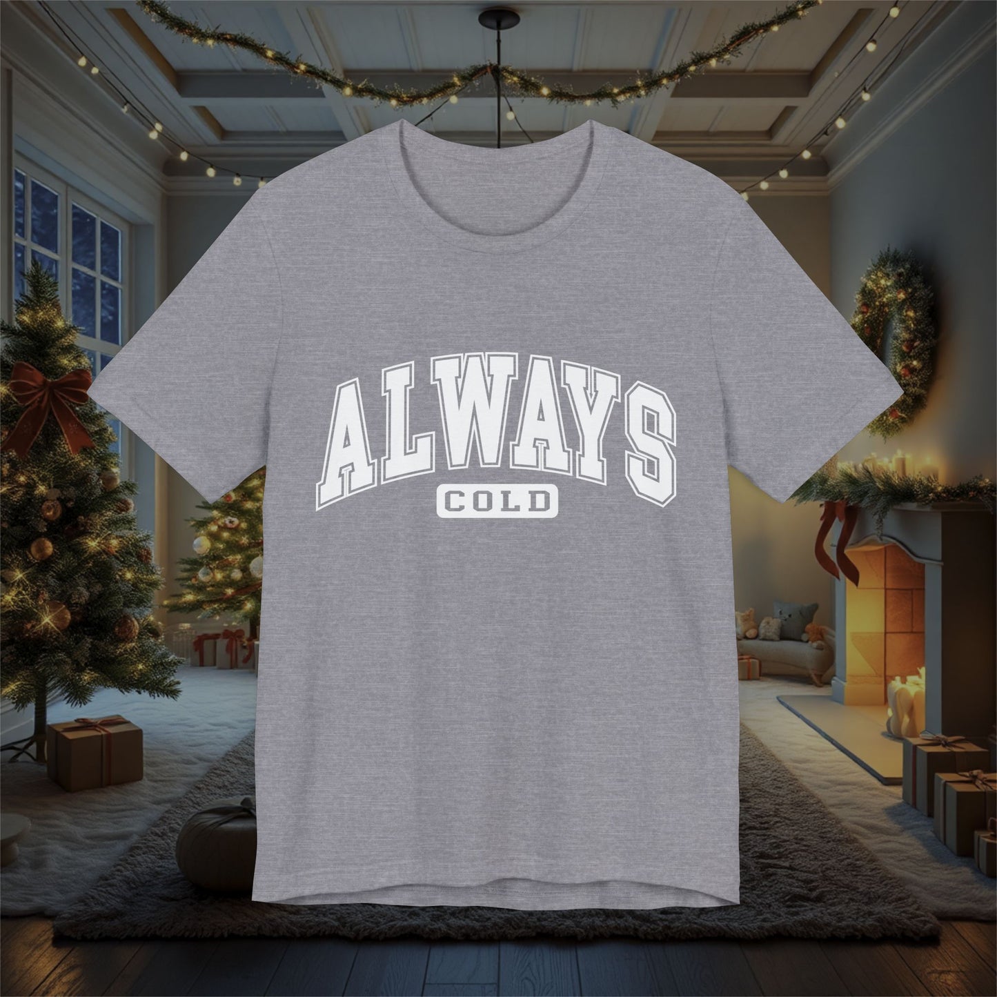 Cozy Vibes T-Shirt, Winter Chill Tee, Comfy Shirt, Cold Weather Top, Snowflake Print Apparel