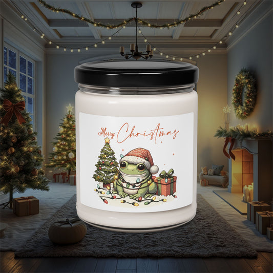 Christmas Frog Scented Candle, Holiday Home Decor, Winter Candle Gift, Festive Fragrance Candle, Christmas Gift for Her, Soy Wax Candle