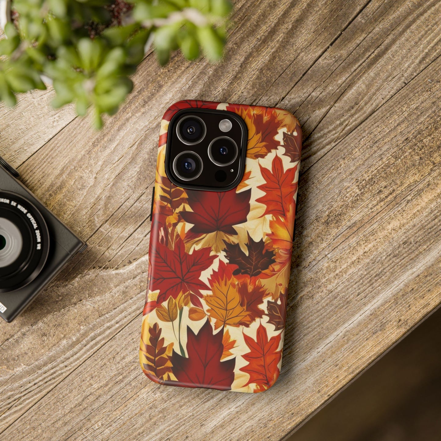 Phone Case, Autumn Leaves Tough Phone Cover, Protective Fall Leaf Colors Case, Rugged Smartphone Shell, Impact Resistant Cover, Protective