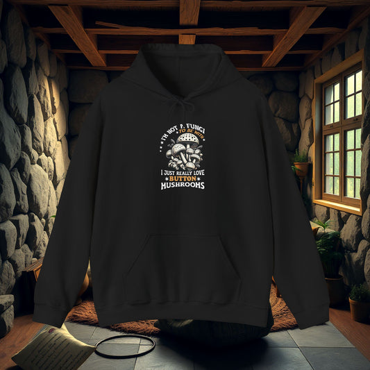 Funky Love-Button Mushrooms Hoodie - Unique Wear, Mushrooms Hoodie, Funky Sweatshirt, Quirky Hooded Jumper, Whimsical Mushroom Sweater,