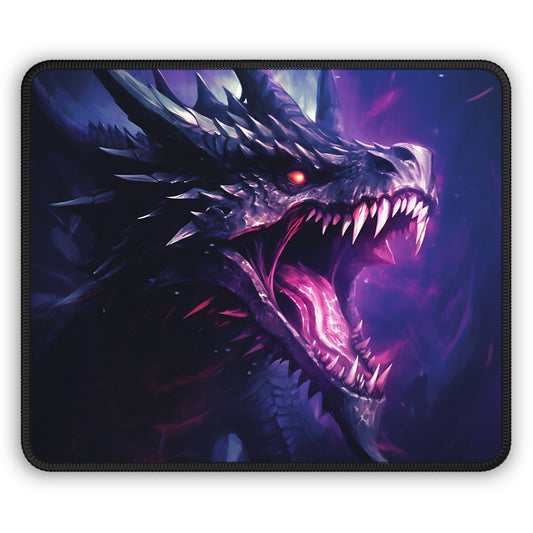 Gaming Mouse Pad, Gothic Dragon Design, Purple Background, Desk Mat, Gaming Accessories, Office Decor