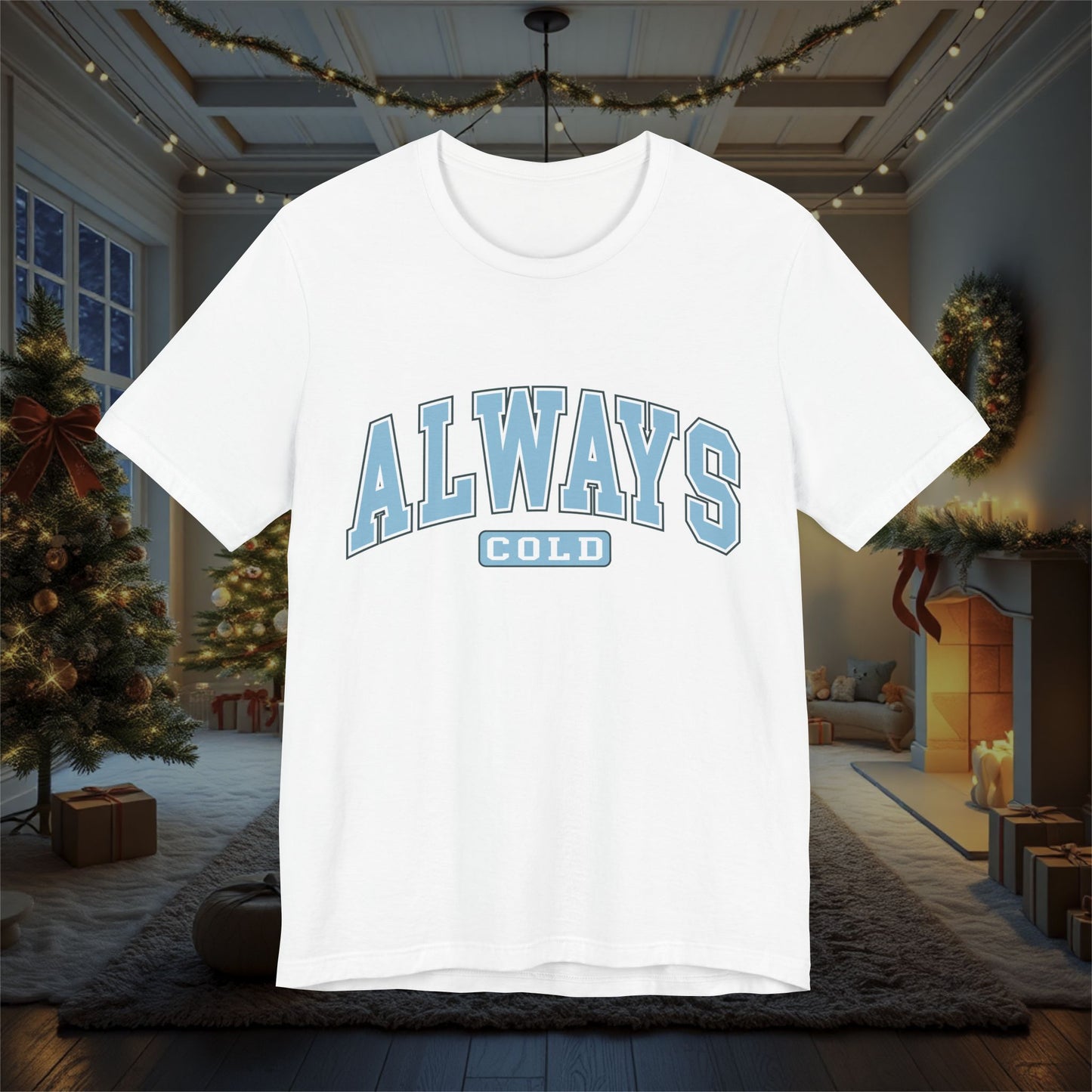 Cozy Vibes T-Shirt, Winter Chill Tee, Comfy Shirt, Cold Weather Top, Snowflake Print Apparel