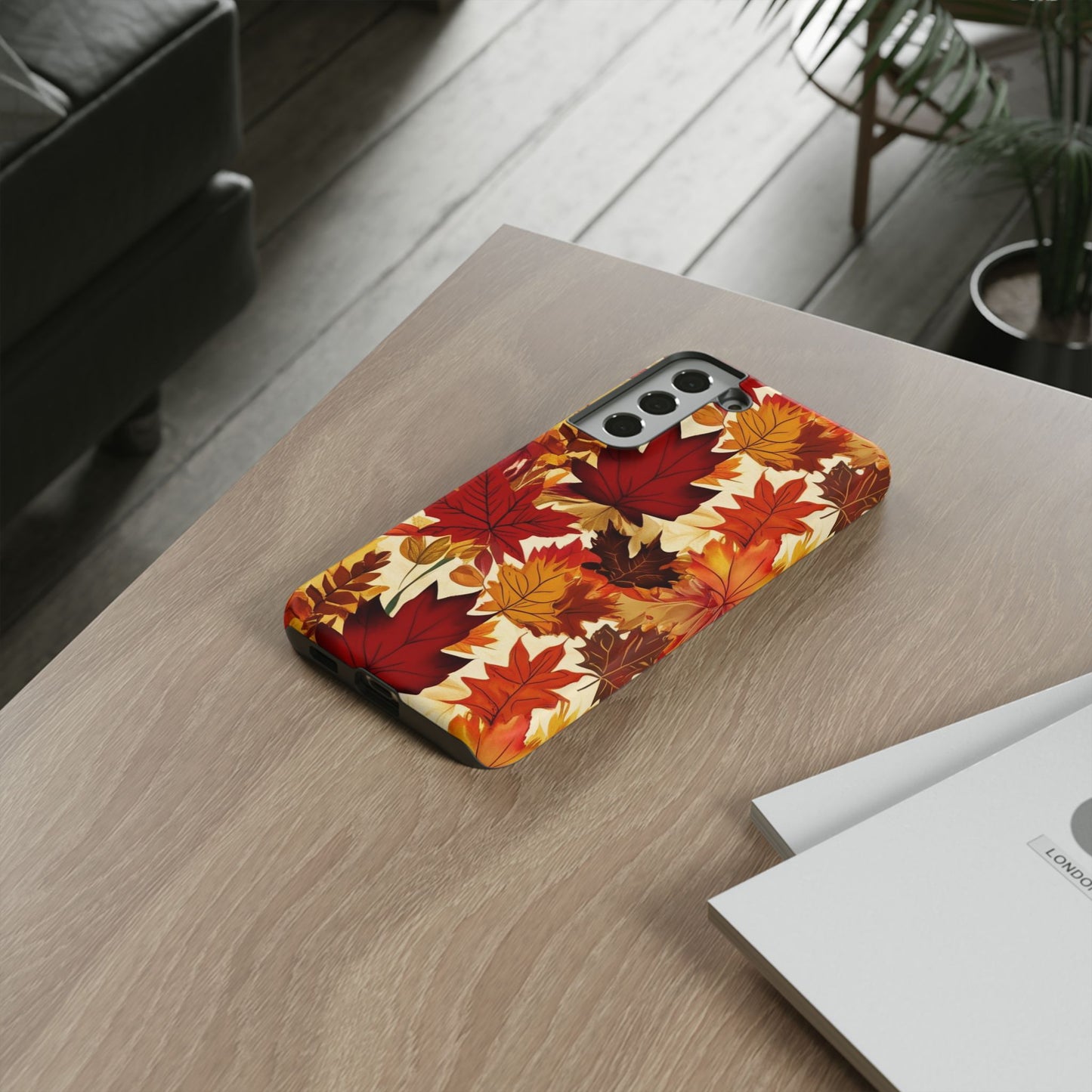 Phone Case, Autumn Leaves Tough Phone Cover, Protective Fall Leaf Colors Case, Rugged Smartphone Shell, Impact Resistant Cover, Protective