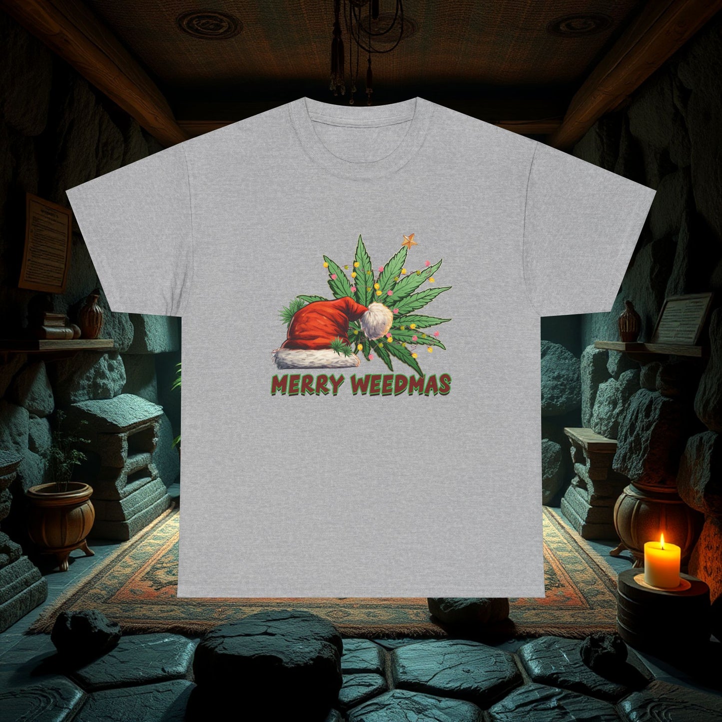 Merry Weedmas Christmas T-Shirt, Unisex Tee, Holiday Stoner Shirt, Funny Cannabis Gift, Weed Lover Apparel