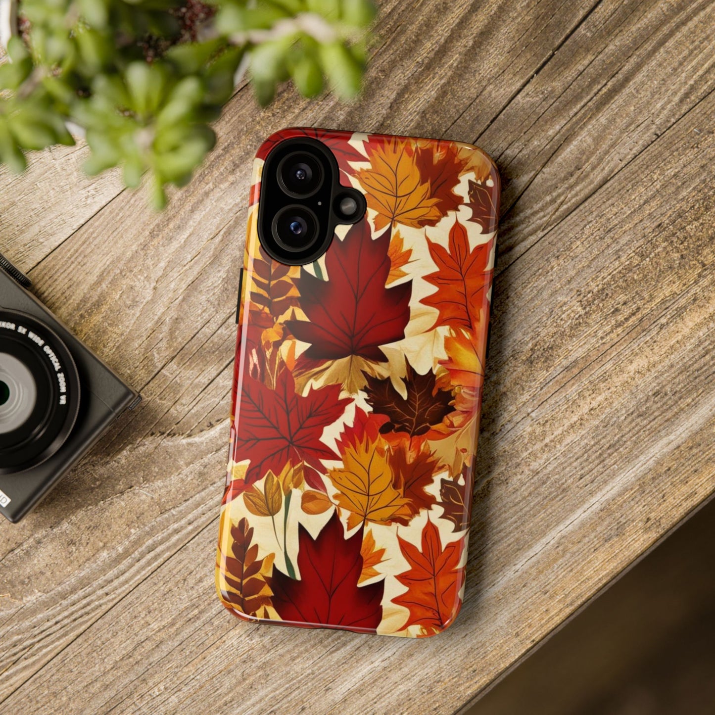 Phone Case, Autumn Leaves Tough Phone Cover, Protective Fall Leaf Colors Case, Rugged Smartphone Shell, Impact Resistant Cover, Protective