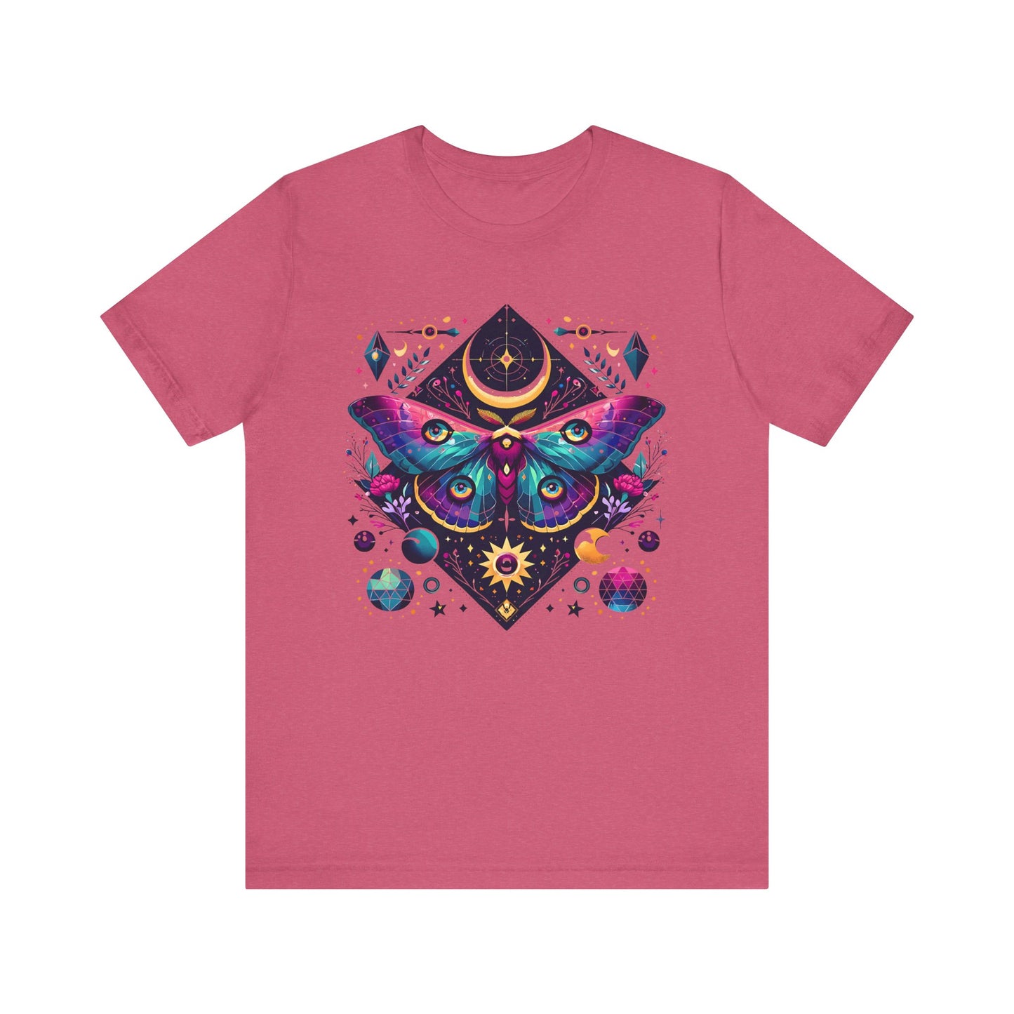 Colorful Luna Moth T-Shirt, Unisex Tee, Short Sleeve Shirt, Nature Lover Gift, Butterfly Print Shirt