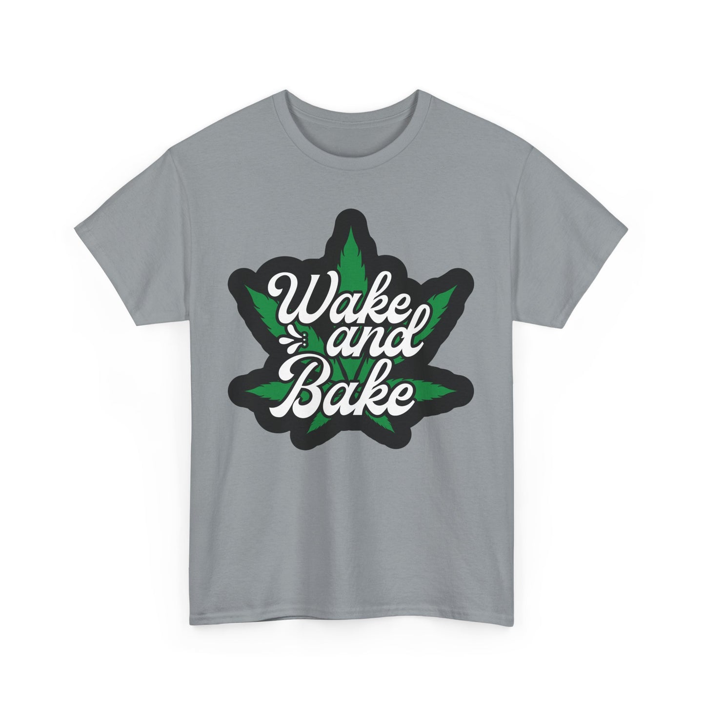 Wake and Bake Cannabis Unisex Heavy Cotton Tee - Funny Stoner Shirt, Weed Lover Gift, Marijuana Graphic Tee, 420 Shirt, Pot Leaf Tee