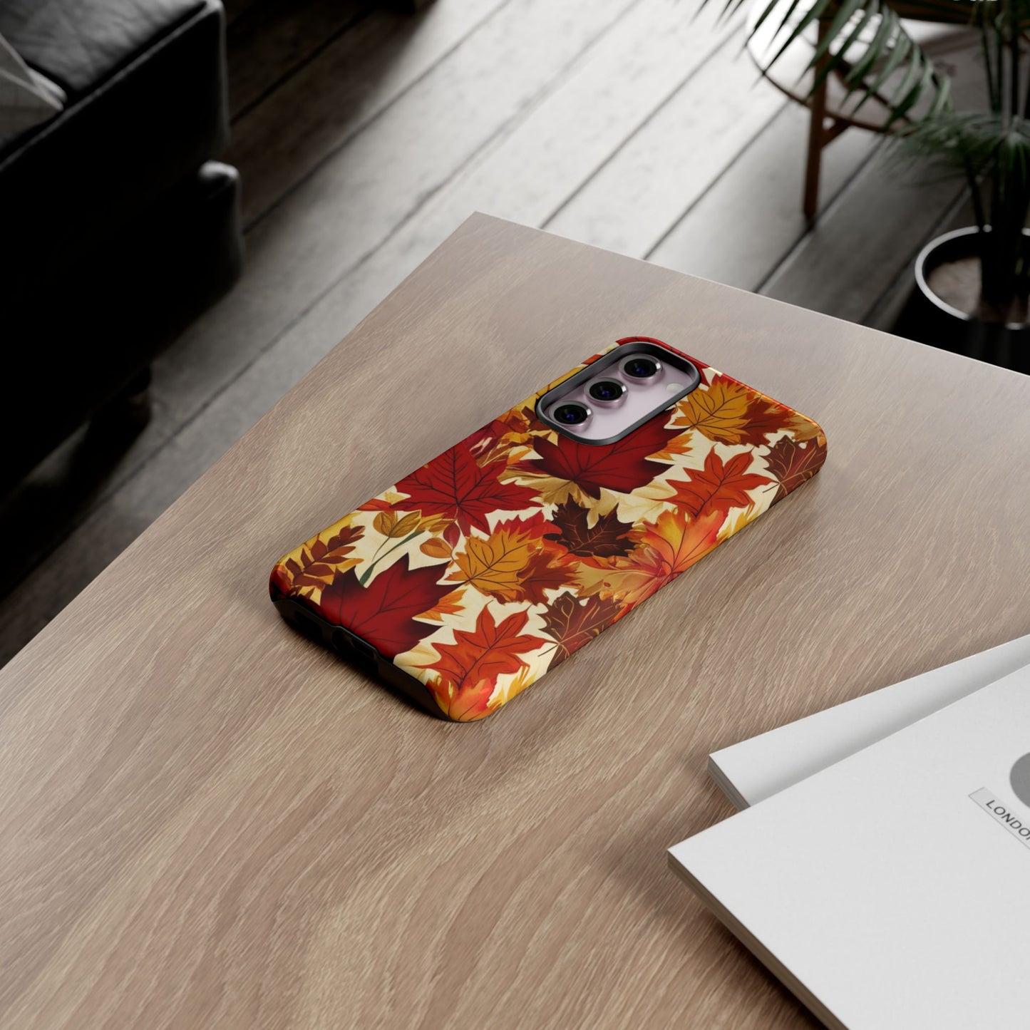 Phone Case, Autumn Leaves Tough Phone Cover, Protective Fall Leaf Colors Case, Rugged Smartphone Shell, Impact Resistant Cover, Protective