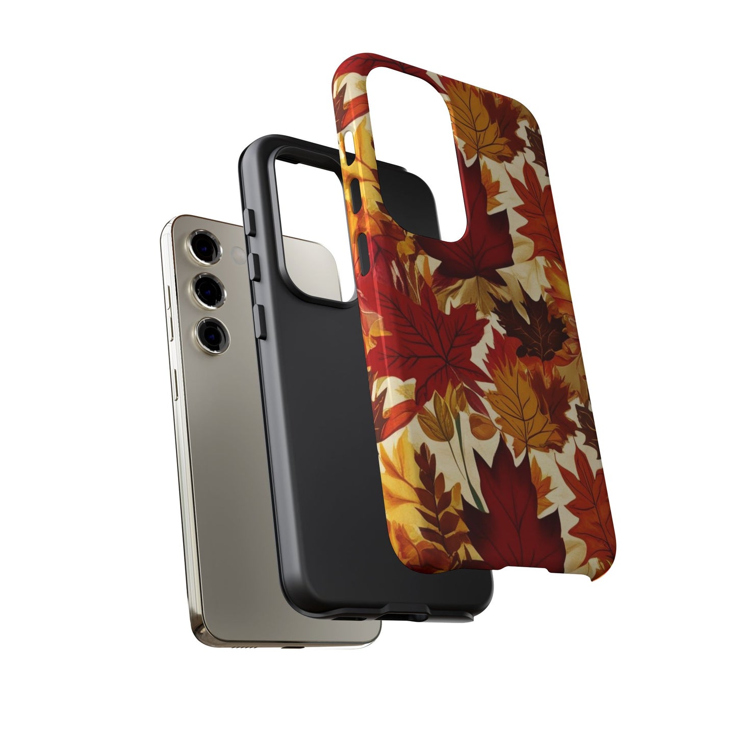 Phone Case, Autumn Leaves Tough Phone Cover, Protective Fall Leaf Colors Case, Rugged Smartphone Shell, Impact Resistant Cover, Protective