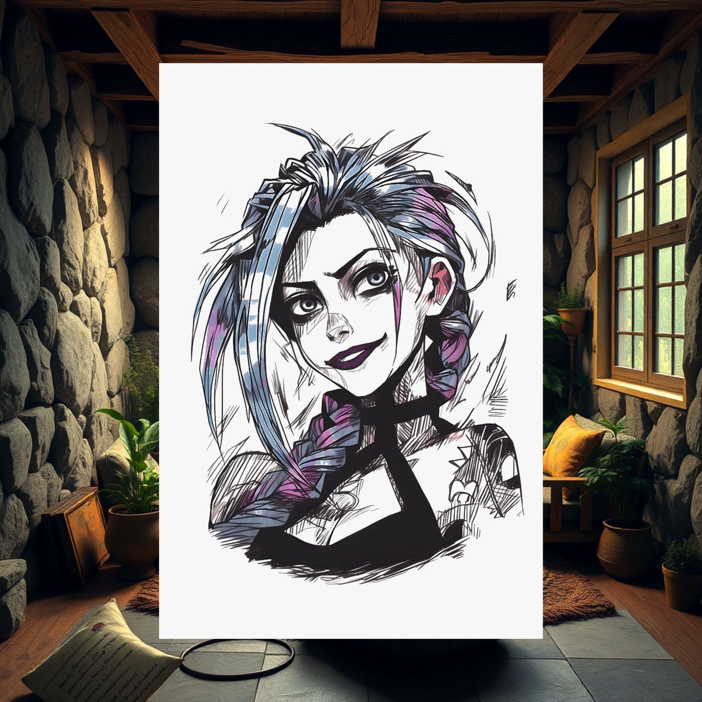 League of Legends Arcane Tv series Jinx Art Vertical Posters, Matte Wall Decor Print, Gamer Room Poster, Video Game Art Print, Bedroom Decor
