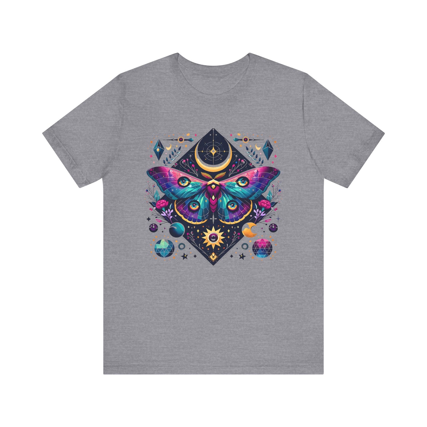 Colorful Luna Moth T-Shirt, Unisex Tee, Short Sleeve Shirt, Nature Lover Gift, Butterfly Print Shirt