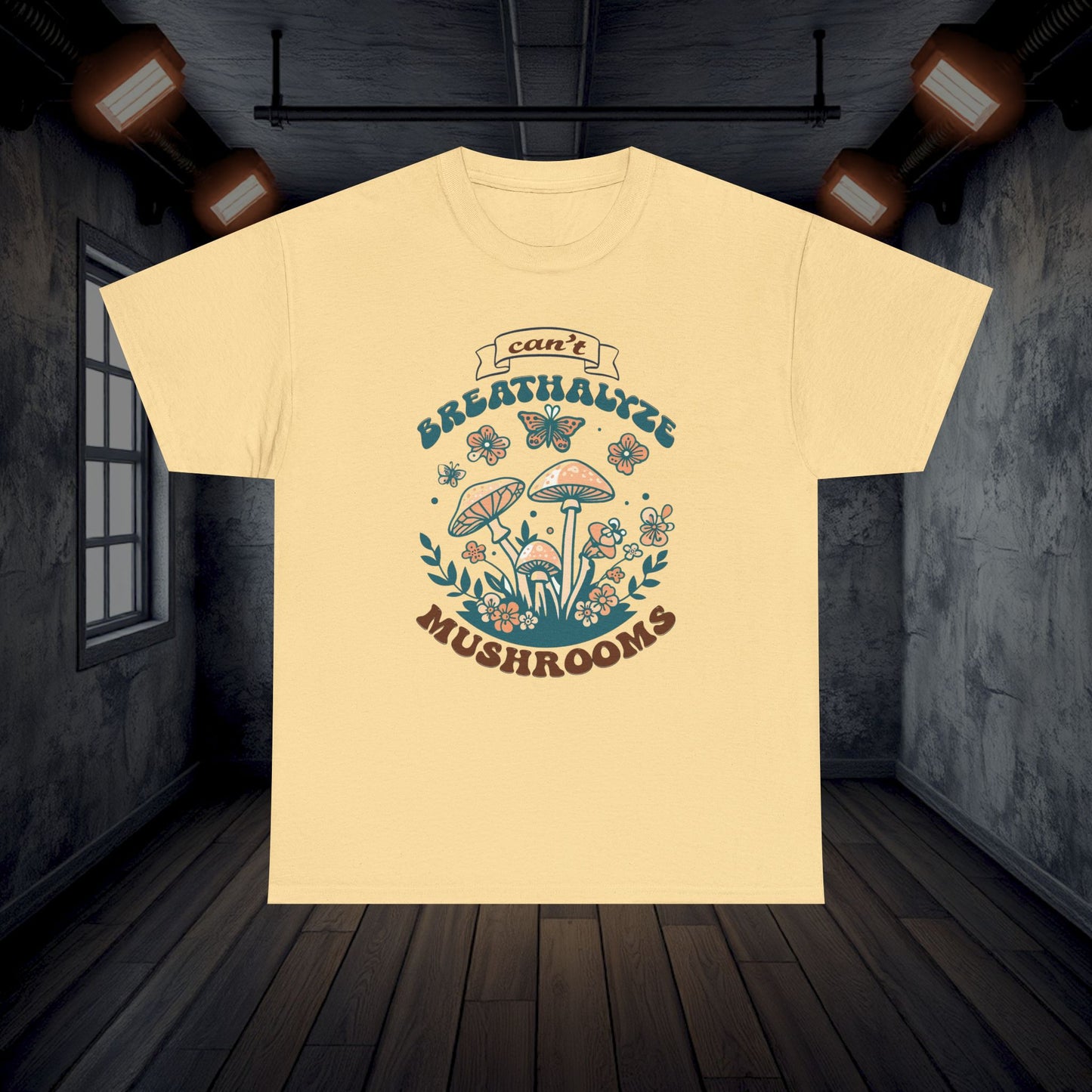 Can't Breathalyze Mushrooms Tee Shirt, Unisex Cotton Tshirt, Fungi Lover Gift, Funny Mycology Shirt, Mushroom Apparel, Botanical Clothing