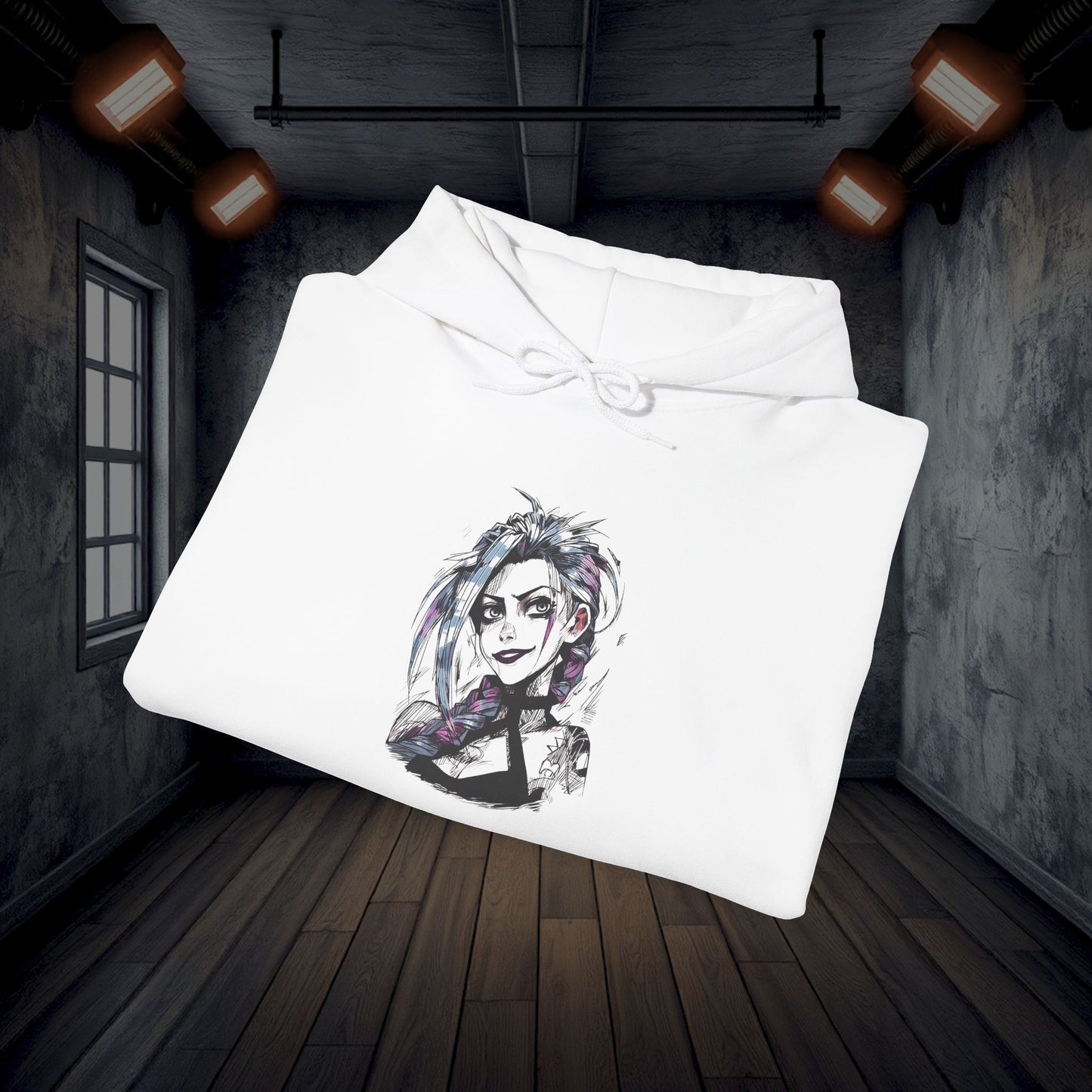 League of Legends Arcane Jinx Art Hoodie, Unisex Sweatshirt, Pullover, Graphic Print, Gift for Gamers, Geeky Apparel