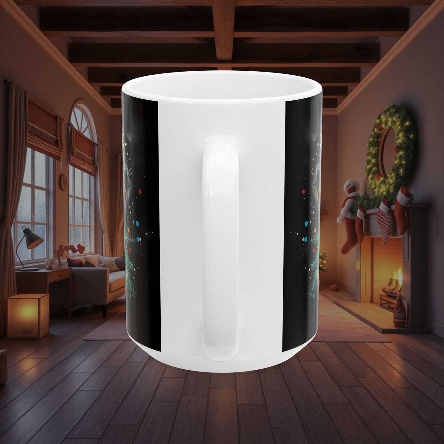 Christmas Holiday Dog Ceramic Mug, (11oz, 15oz), Festive Christmas Coffee Cup, Holiday Decor Gift, Pet Lover Stocking Stuffer, Seasonal