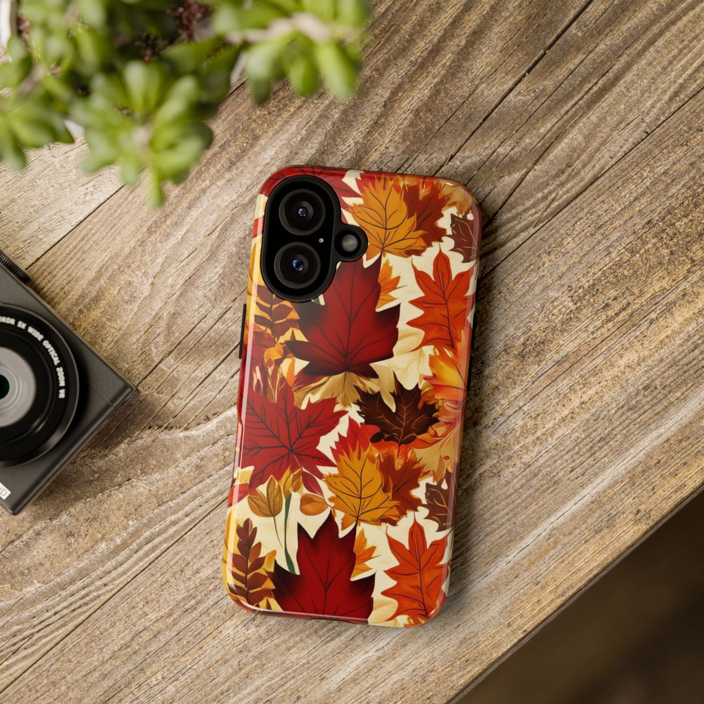Phone Case, Autumn Leaves Tough Phone Cover, Protective Fall Leaf Colors Case, Rugged Smartphone Shell, Impact Resistant Cover, Protective